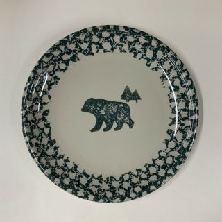 Tienshan Folk Craft Dinner Plate Bear North Country Green Sponge 10 - ¼ Stoneware