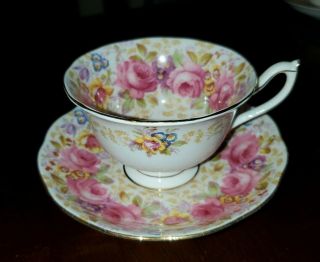 Vtg Royal Albert Bone China England Teacup & Saucer " Serena " Set Floral 839329