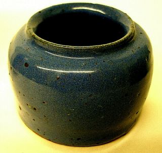 Vintage Stoneware Studio Art Pottery Small Crock - Vase Planter Blue Glazing