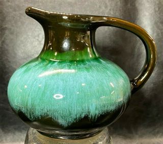 Blue Mountain Pottery Canada Green & Dk Brown Glaze Small Pitcher / Vase 3.  5 "