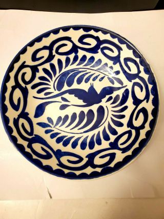 Anfora Puebla Blue Plate Made In Mexico 8