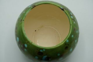 Vintage Mid Century Modern Green Ceramic Pottery Pot Planter Blue Speckled 3