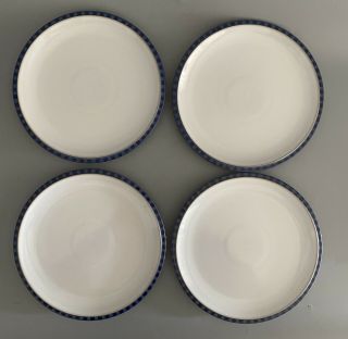 4 Denby Langley Reflex 9” Salad Plates Blue W/ White
