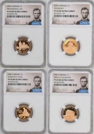 2009 - S Lincoln Bronze Bicentennial 4 - Coin Proof Set Ngc Pf69rd Ultra Cameo