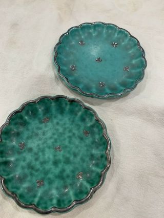 Gustavsberg,  Argenta Art Deco Small Ceramic Plates Decorated With Leaves.