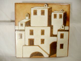 Vintage Italian Art Pottery Tile Greek Islands Cycladic Whitewashed Houses