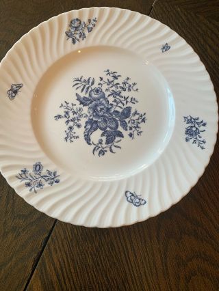 Royal Worcester China Blue Sprays White Dinner Plate 10 - 1/2 " Swirled