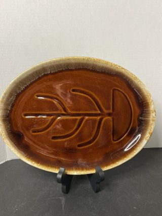 Mccoy Pottery Brown Drip Tree Of Life Oval Meat Platter 13.  5” Usa 7107