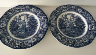 Liberty Blue Staffordshire - Independence Hall - 2 Dinner Plates