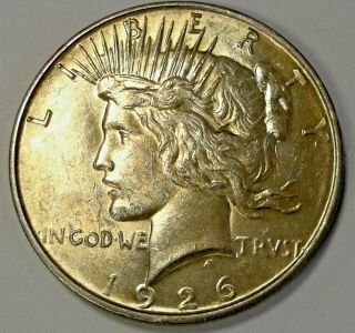 Old U.  S Coin 1926 D Peace Silver Dollar Choice Au/bu 1009