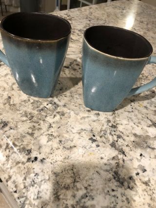 Turquoise Blue Brown Threshold Elemental Ocean Mug Cup Stoneware Set Of 2