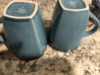 Turquoise Blue Brown Threshold Elemental Ocean Mug Cup Stoneware SET of 2 3