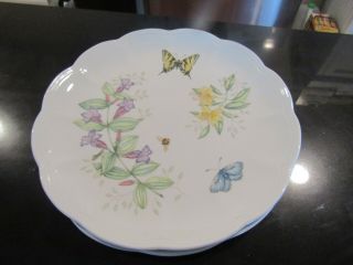(2) Lenox Butterfly Meadow 10 7/8 Inch Swallow Tail Dinner Plates