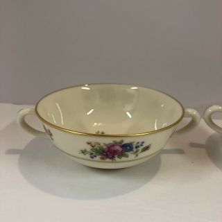 Vintage Lenox Rose China Handled Cream Soup Bowl Set Of 2 2