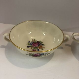 Vintage Lenox Rose China Handled Cream Soup Bowl Set Of 2 3