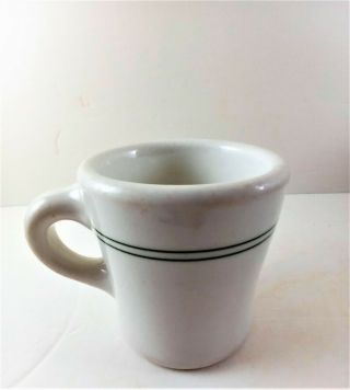 Vintage Wallace China Restaurant Ware Coffee Cup Mug Green Bands 1950 