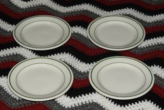 4 - 6 1/4 " Saucers Buffalo China Restaurant Ware White With Green Stripe