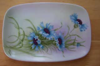 Vintage Hand Painted Bavarian Porcelain Dish / Tray Signed