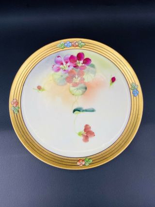 Vintage Haviland France Floral Round Hand Painted Plate By W.  A.  Pickard