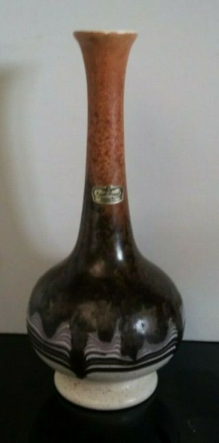 Vintage Royal Haegar Vase 3 Shades Of Brown 10 3/4 " High Usa