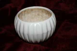 Mccoy Pottery Usa White Ribbed Planter Bowl 685