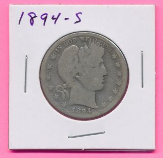 1894 - S 50c Barber Liberty Head Morgan Half Dollar Silver Us Coin San Francisco