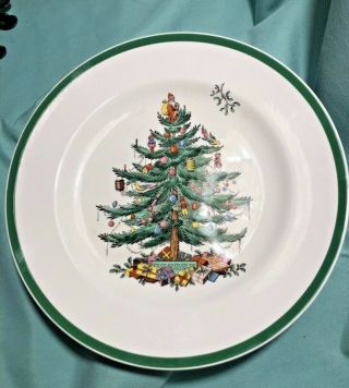 10 1/2 " Spode Christmas Tree Dinner Plate Green Band England S3324