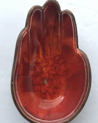 Vintage Treasure Craft Hand Trinket Dish 1972 Faux Wood 2