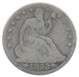 1853 O Orleans Arrows Rays Seated Half Dollar Choice Good G,  Coin