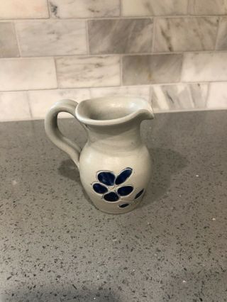 Williamsburg Pottery Small Salt Glazed Cobalt Blue Flower Creamer/pitcher