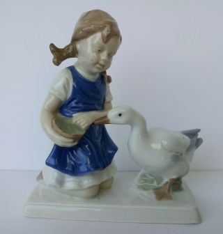 Grafenthal - Carl Schneider - German Porcelain Figurine - Girl With Goose