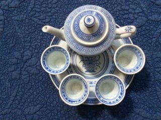 Blue And White Rice China Child’s Tea Set