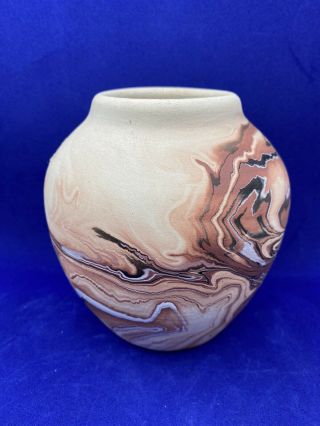 Vintage Nemadji Pottery Native Indian Swirl Art Pottery Vase