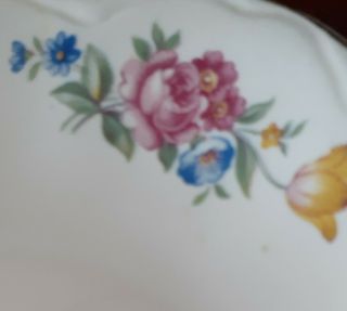 Vintage USA Shabby Chic Floral Serving Platter Gold Rimmed. 3