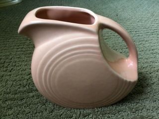 Vintage Homer Laughlin Fiestaware Disc Pitcher Dusty Rose? (pink) Made In Usa