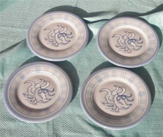 Set Of 4 Vintage Louisville Kentucky Stoneware Gaggle Of Geese 8 " Salad Plates
