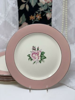 (1) Homer Laughlin Lifetime China Pink Rose 10 " Dinner Plate (7 Available)