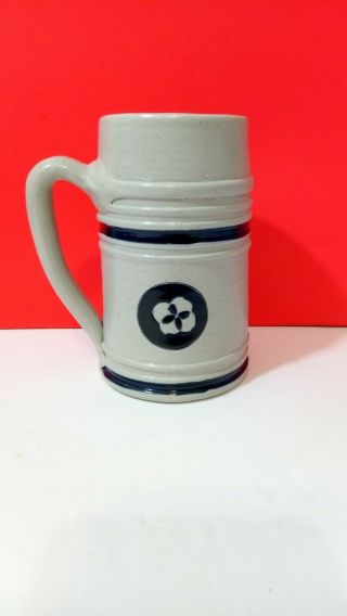 Williamsburg Pottery Blue Salt Glaze Mug Beer Stein Cup Approved Souvenir 12oz