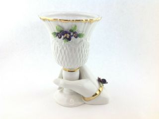 Vintage Ceramic Hand Holding a goblet Vast with Violet Flowers 5 
