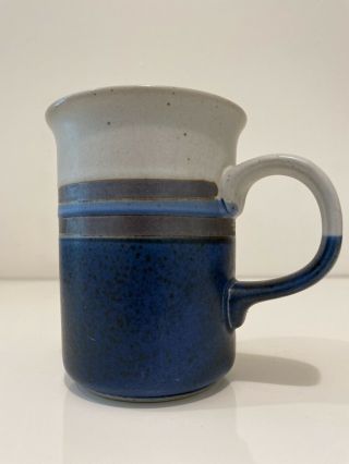 Otagiri Horizon Pottery Coffee Tea Tall Mug Blue Brown Japan Vintage Mcm