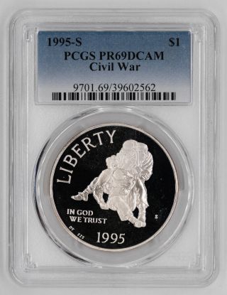 1995 S Proof Civil War Commemorative Dollar $1 Pcgs Pr 69 Dcam Deep Cameo (562)