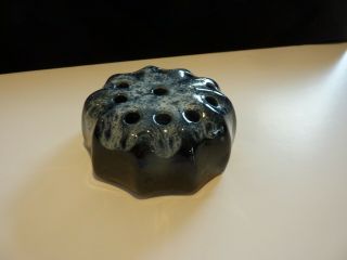 Van Briggle Pottery Black With White Drip Flower Frog Only - For Flower Bowl