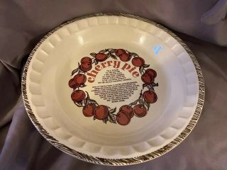 Vintage Jeanette Royal China Cherry Pie Plate 11 " Deep Dish With Recipe