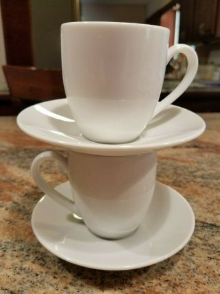 Set Of 2 Williams Sonoma Brasserie White Cup & Saucer Set Coffee Demitasse