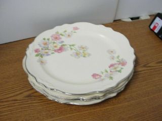 4 Pc Set Vintage Homer Laughlin Virginia Rose Dinner Plates 9 - 1/2 " Pastel Usa