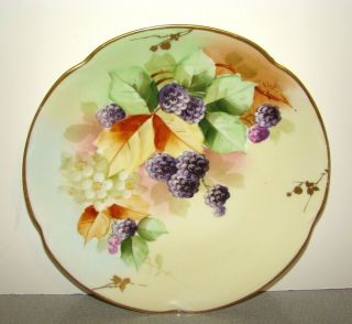 Pickard China Hand Painted Autumn Blackberries Plate Signed Goess