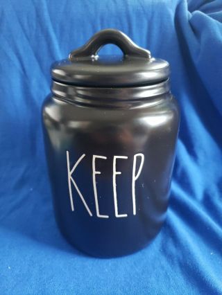 2019 Rae Dunn Keep Canister Small Black White Lettering 6 "