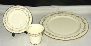 Vintage 3 Piece Set Gorham Fine China " Rondelle " Floral Plate,  Saucer,  Tea Cup