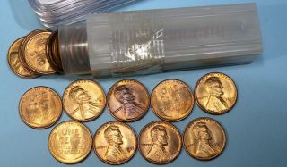 1953 - S Wheat Cent Red Roll Inv Rolls 10 - 32