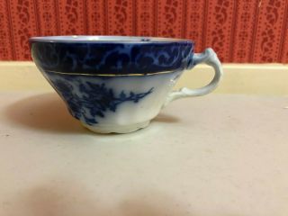 Stanley Pottery Touraine Flow Blue Teacup Antique Pre - Owned